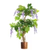 Leaf 110cm Artificial Purple Wisteria Tree With Copper Metal Planter