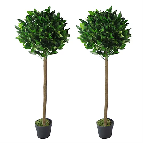 120cm Leaf Design UK Pair Of Artificial Bay Topiary Ball Trees 1 120cm Leaf Design UK Pair Of Artificial Bay Topiary Ball Trees