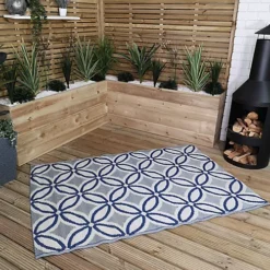 180cm X 120cm Outdoor Geometric Pattern Waterproof Rug Mat For Garden Patio In Blue -Cheap Grow And Trim Store 180cm x 120cm outdoor geometric pattern waterproof rug mat for garden patio in blue5056589111564 03c MP