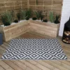 180cm X 120cm Outdoor Geometric Pattern Waterproof Rug Mat For Garden Patio In Grey