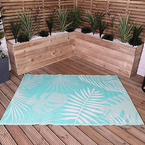 180cm X 120cm Outdoor Geometric Pattern Waterproof Rug Mat For Garden Patio In Mint Green 2 180cm X 120cm Outdoor Geometric Pattern Waterproof Rug Mat For Garden Patio In Mint Green - Image 2