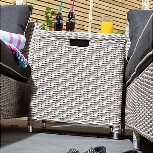2 Seater Putty Grey Rattan Weave Garden Sun Lounger Set 3 2 Seater Putty Grey Rattan Weave Garden Sun Lounger Set - Image 3