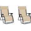 2 X Beige Zero Gravity Chair Lounger