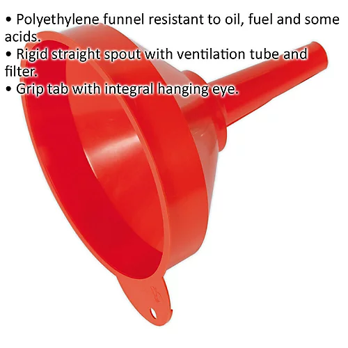 200mm Funnel With Fixed Spout & Filter - Ventilation Tube - Polyethylene 2 200mm Funnel With Fixed Spout & Filter - Ventilation Tube - Polyethylene - Image 2