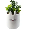 Leaf 20cm Ceramic White Rabbit Planter With Artificial Foliage Plant