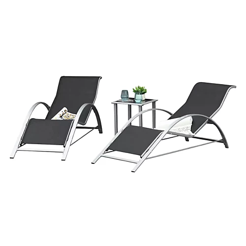 3pc Garden Sun Lounger Set With Table 2 3pc Garden Sun Lounger Set With Table - Image 2