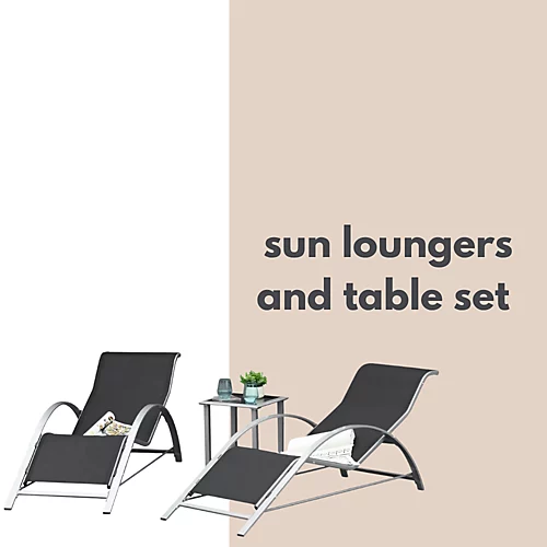 3pc Garden Sun Lounger Set With Table 4 3pc Garden Sun Lounger Set With Table - Image 4