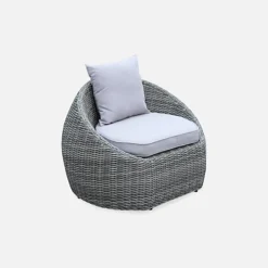 4-seater Designer Round Rattan Garden Sofa Set With 1 Sofa 2 Armchairs 1 Coffee Table - Ritardo - Grey Rattan / Light Grey Cush -Cheap Grow And Trim Store 4 seater designer round rattan garden sofa set with 1 sofa 2 armchairs 1 coffee table ritardo grey rattan light grey cush3760216535945 03c MP