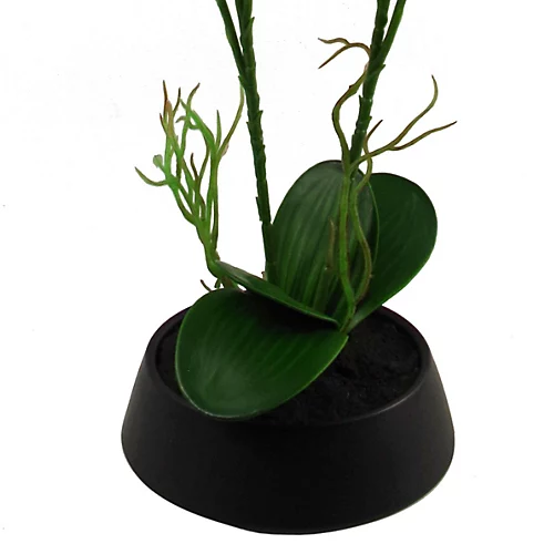 Leaf 43cm Large Pink Yellow Artificial Orchid In Ceramic Planter 3 Leaf 43cm Large Pink Yellow Artificial Orchid In Ceramic Planter - Image 3