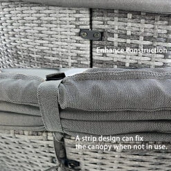 5 Piece Modular Wicker 210 CM Garden Daybed With Extendable Canopy, Soft Cushion, Pillow, Cover - Gray -Cheap Grow And Trim Store 5 piece modular wicker 210 cm garden daybed with extendable canopy soft cushion pillow cover gray0726972295823 03c MP