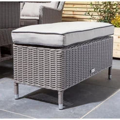 6 Seater Natural Stone Rattan Weave Corner Garden Dining Set - With Benches -Cheap Grow And Trim Store 6 seater natural stone rattan weave corner garden dining set with benches0792273864495 03c MP