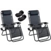 Abaseen Set Of 2 Sun Lounger Zero Gravity Chairs, Garden Folding Reclining Chairs With Cup And Phone Holder