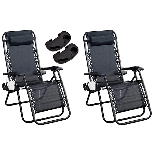 Abaseen Set Of 2 Sun Lounger Zero Gravity Chairs, Garden Folding Reclining Chairs With Cup And Phone Holder 1 Abaseen Set Of 2 Sun Lounger Zero Gravity Chairs, Garden Folding Reclining Chairs With Cup And Phone Holder