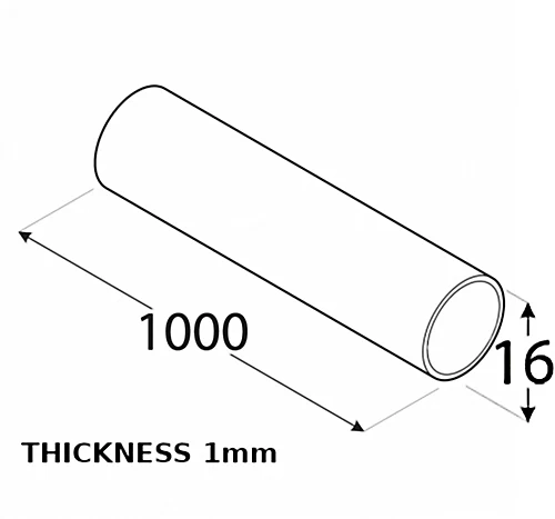 Anodized Aluminum Round Tube Circular Pipe Rod Pipe Rail - Size 1000x16x16x1mm - Pack Of 4 2 Anodized Aluminum Round Tube Circular Pipe Rod Pipe Rail - Size 1000x16x16x1mm - Pack Of 4 - Image 2