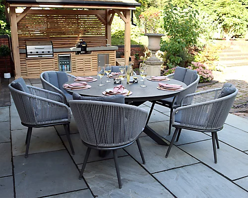 Aspen 6 Seater Rope Chair Spraystone Dining Set 1 Aspen 6 Seater Rope Chair Spraystone Dining Set