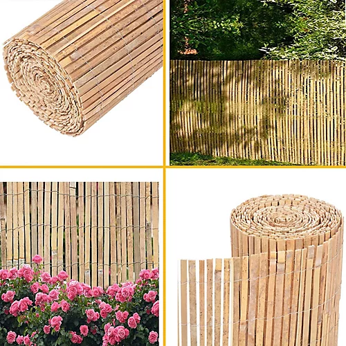 Bamboo Slat Fence Garden Screening - Panel For Outdoor Wind & Sun Protection - Natural Wood - H 1.8m X W 4m 4 Bamboo Slat Fence Garden Screening - Panel For Outdoor Wind & Sun Protection - Natural Wood - H 1.8m X W 4m - Image 4