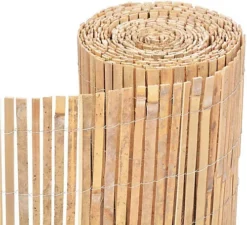 Bamboo Slat Fence Garden Screening - Panel For Outdoor Wind & Sun Protection - Natural Wood - H 1m X W 4m