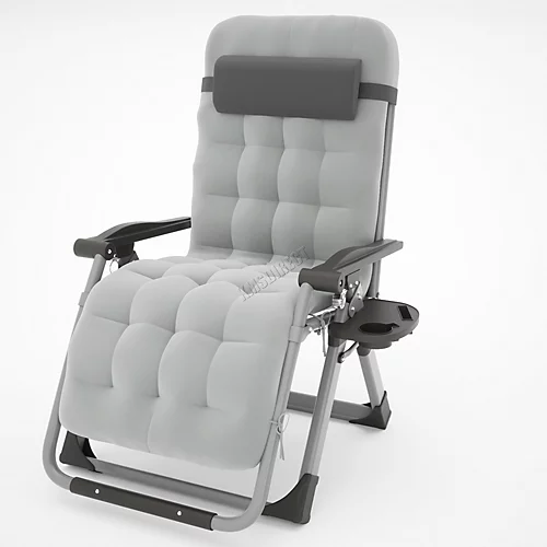 BIRCHTREE Sun Recliner With Cushion Foldable Chair Patio Garden Beach Grey 2 BIRCHTREE Sun Recliner With Cushion Foldable Chair Patio Garden Beach Grey - Image 2