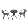 Bolero 2 Seat Grey Rattan Bistro Set Black Glass