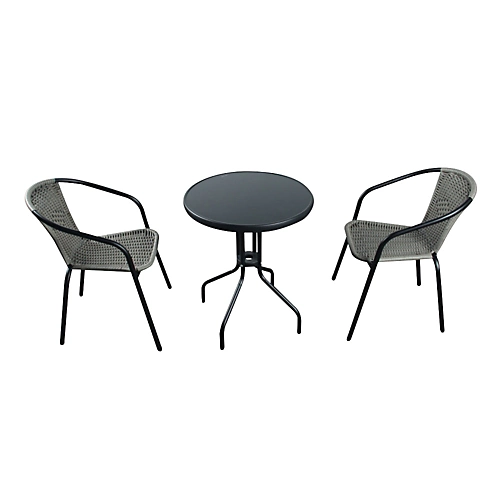 Bolero 2 Seat Grey Rattan Bistro Set Black Glass 1 Bolero 2 Seat Grey Rattan Bistro Set Black Glass