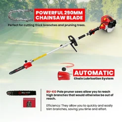 BU-KO 52cc Long Reach Petrol Multi Functional Garden Tool: Strimmer, Hedge Trimmer, Pruner Chainsaw, 1m Extension Pole -Cheap Grow And Trim Store bu ko 52cc long reach petrol multi functional garden tool strimmer hedge trimmer pruner chainsaw 1m extension pole5065015655015 04c MP
