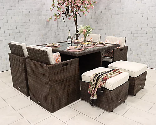 CANNES Mocha Brown Deluxe 8 Seater Cube Set 1 CANNES Mocha Brown Deluxe 8 Seater Cube Set
