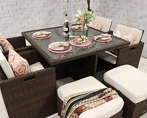 CANNES Mocha Brown Deluxe 8 Seater Cube Set 3 CANNES Mocha Brown Deluxe 8 Seater Cube Set - Image 3