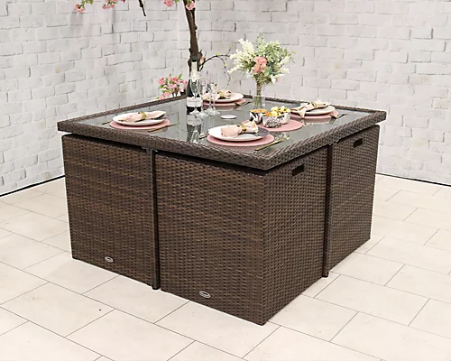 CANNES Mocha Brown Deluxe 8 Seater Cube Set 4 CANNES Mocha Brown Deluxe 8 Seater Cube Set - Image 4