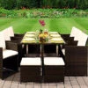 Comfy Living 11 Piece Cube Rattan Dining Set Chocolate With Cover
