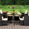 Comfy Living 9 Piece Cube Rattan Dining Set Dark Grey With Cover