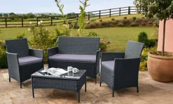Comfy Living Economy 4 Piece Rattan Garden Set In Grey