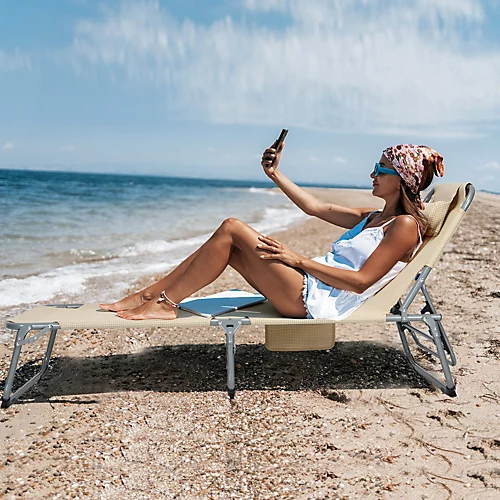 Costway Adjustable Beach Chaise Lounger Deck Chair W/ Soft Mattress & Removable Pillow 3 Costway Adjustable Beach Chaise Lounger Deck Chair W/ Soft Mattress & Removable Pillow - Image 3