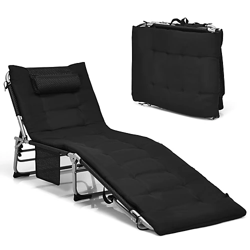 Costway Adjustable Chaise Lounger Deck Lounge Chair W/ Soft Mattress & Removable Pillow 1 Costway Adjustable Chaise Lounger Deck Lounge Chair W/ Soft Mattress & Removable Pillow