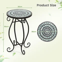 Costway Mosaic Outdoor Side Table Round End Table Weather Resistant Ceramic Tabletop -Cheap Grow And Trim Store costway mosaic outdoor side table round end table weather resistant ceramic tabletop6085650677134 03c MP