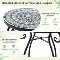 Costway Mosaic Outdoor Side Table Round End Table Weather Resistant Ceramic Tabletop -Cheap Grow And Trim Store costway mosaic outdoor side table round end table weather resistant ceramic tabletop6085650677134 04c MP