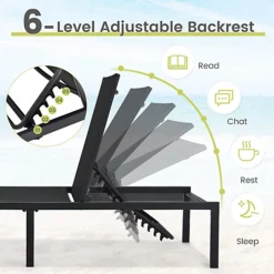 Costway Outdoor Chaise Lounge Sun Lounger Recliner Chair W/ 6 Positions Backrest -Cheap Grow And Trim Store costway outdoor chaise lounge sun lounger recliner chair w 6 positions backrest6085649036232 04c MP