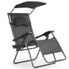 Costway Oversized Folding Zero Gravity Recliner Mesh Chaise Lounger W/ Canopy Shade