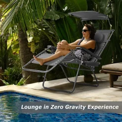 Costway Oversized Folding Zero Gravity Recliner Mesh Chaise Lounger W/ Canopy Shade -Cheap Grow And Trim Store costway oversized folding zero gravity recliner mesh chaise lounger w canopy shade9984709895222 03c MP