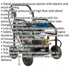 Diesel Powered Pressure Washer - 10hp Engine - 290bar - 5m Pressure Hose -Cheap Grow And Trim Store diesel powered pressure washer 10hp engine 290bar 5m pressure hose5056524297117 02c MP