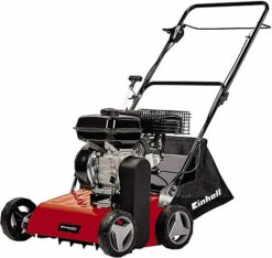 Einhell Petrol Lawn Scarifier - Powerful 4 Stroke Engine - With Depth Adjustment - 45L Catch Bag - Folding Handle - GC-SC 4240 P