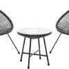 EVRE 2 Seat Black Goa Acapulco Styled Garden Furniture Set For Bistro Patio Indoor Outdoor Balcony Garden Terrace