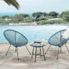 EVRE 2 Seat Teal Goa Acapulco Styled Garden Furniture Set For Bistro Patio Indoor Outdoor Balcony Garden Terrace