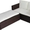 Evre 2 Seater Outdoor Rattan Garden Love Bed Furniture Set- Brown For Patio Conservatory