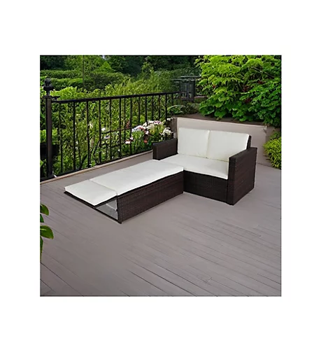 Evre 2 Seater Outdoor Rattan Garden Love Bed Furniture Set- Brown For Patio Conservatory 2 Evre 2 Seater Outdoor Rattan Garden Love Bed Furniture Set- Brown For Patio Conservatory - Image 2