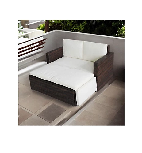 Evre 2 Seater Outdoor Rattan Garden Love Bed Furniture Set- Brown For Patio Conservatory 3 Evre 2 Seater Outdoor Rattan Garden Love Bed Furniture Set- Brown For Patio Conservatory - Image 3