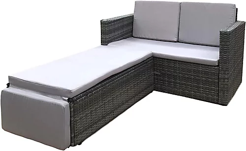 EVRE 2 Seater Outdoor Rattan Garden Love Bed Furniture Set - Grey With Weather Proof Cover 1 EVRE 2 Seater Outdoor Rattan Garden Love Bed Furniture Set - Grey With Weather Proof Cover