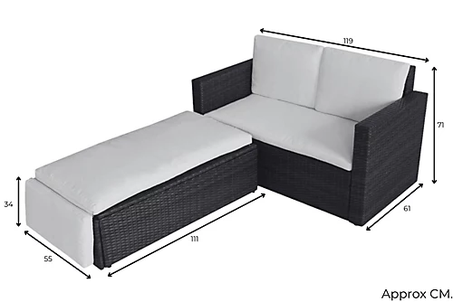 EVRE 2 Seater Outdoor Rattan Garden Love Bed Furniture Set - Grey With Weather Proof Cover 4 EVRE 2 Seater Outdoor Rattan Garden Love Bed Furniture Set - Grey With Weather Proof Cover - Image 4