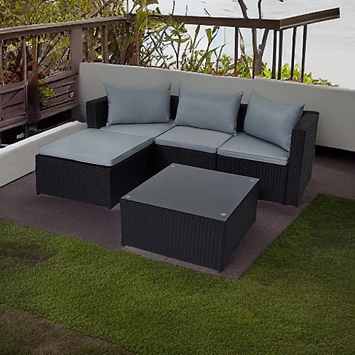 Evre Black 4 Seat Rattan Outdoor Garden Furniture Set - Malaga With Coffee Table And Weatherproof Cover 3 Evre Black 4 Seat Rattan Outdoor Garden Furniture Set - Malaga With Coffee Table And Weatherproof Cover - Image 3