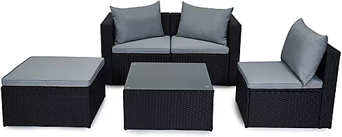 Evre Black 4 Seat Rattan Outdoor Garden Furniture Set - Malaga With Coffee Table And Weatherproof Cover 4 Evre Black 4 Seat Rattan Outdoor Garden Furniture Set - Malaga With Coffee Table And Weatherproof Cover - Image 4