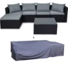 EVRE Black Rattan Outdoor Garden Furniture Nevada Set 6 Seater Sofa With Coffee Table With Cover
